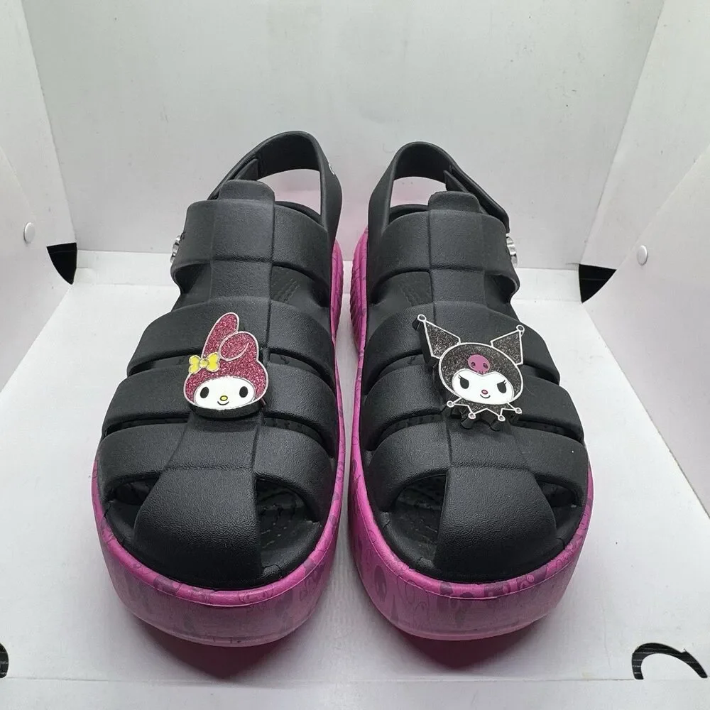 Crocs MY MELODY KUROMI STOMP SANDAL Womens 10 Sanrio Black Pink Purple